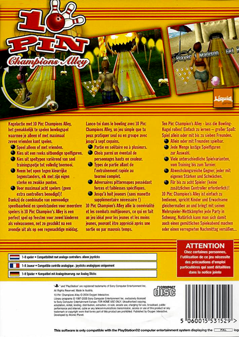 10 Pin : Champions Alley — Box back