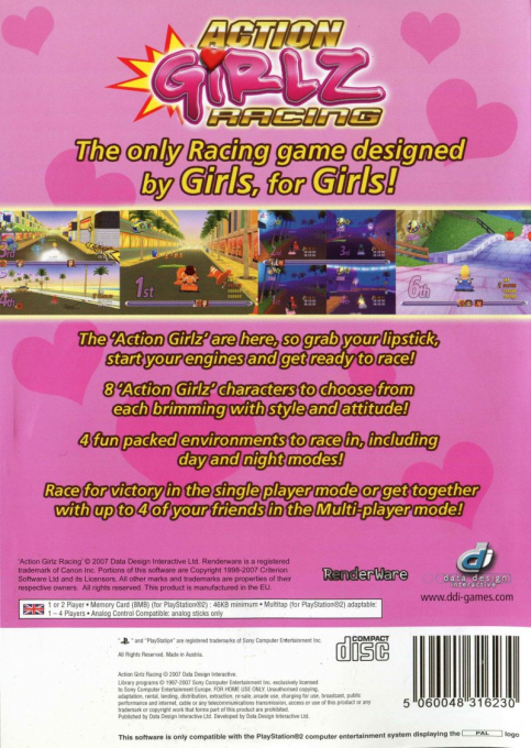 Action Girlz Racing — Box back