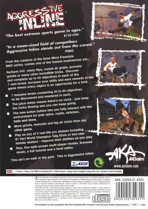 Aggressive Inline : Featuring Taig Khris — Box back