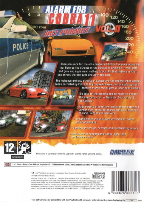 Alarm for Cobra 11 Vol. 2 : Hot Pursuit  — Box back
