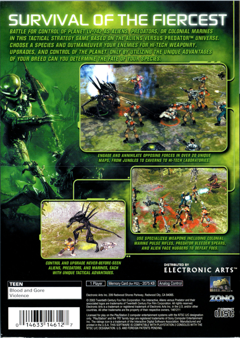 Aliens Versus Predator : Extinction — Box back