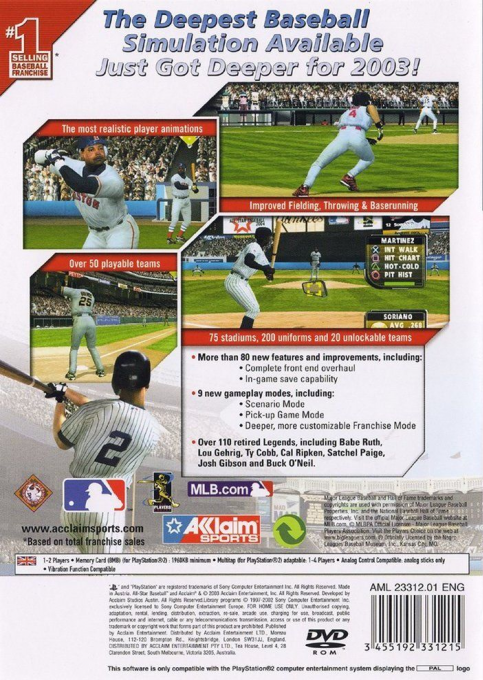 All-Star Baseball 2004 featuring Derek Jeter — Box back