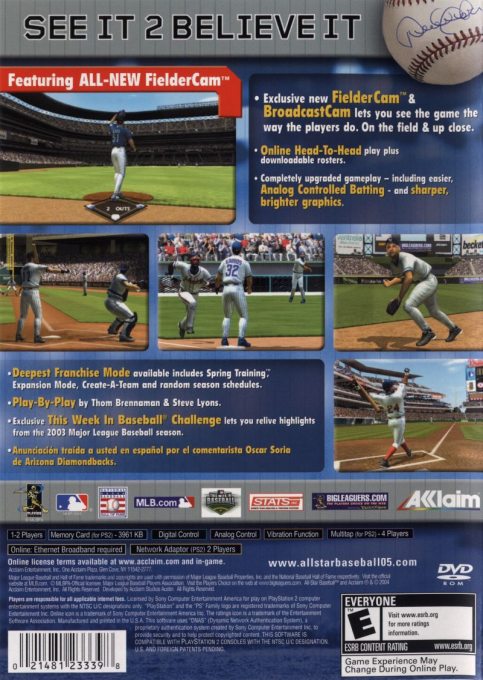 All-Star Baseball 2005 featuring Derek Jeter — Box back