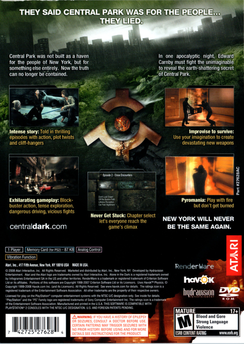 Alone in the Dark — Box back