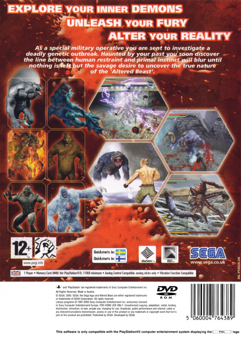 Altered Beast — Box back