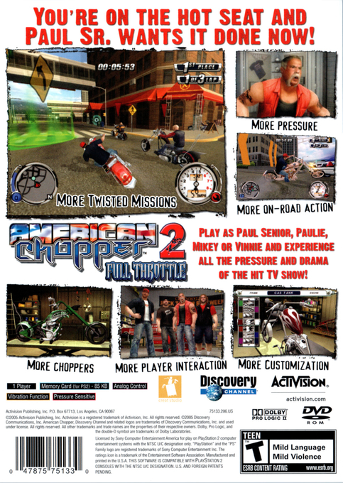 American Chopper 2 : Full Throttle — Box back