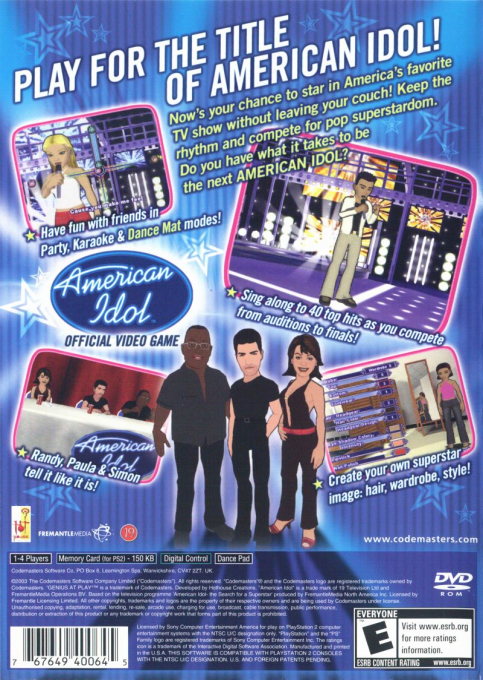 American Idol — Box back