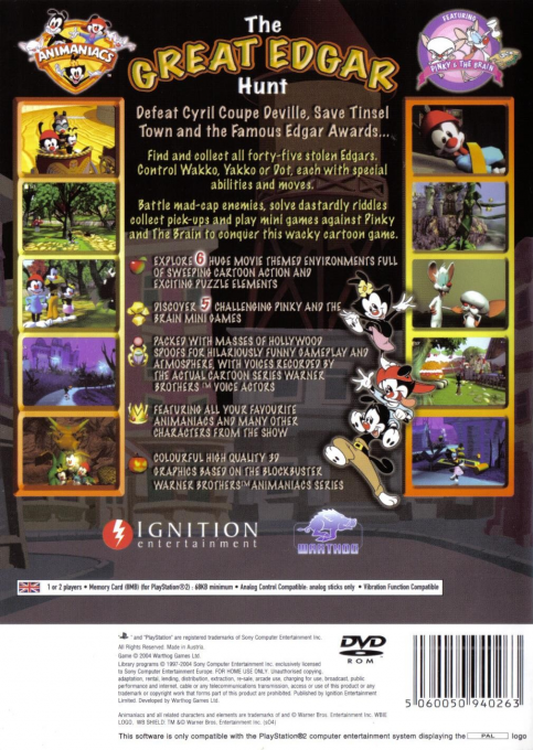Animaniacs : The Great Edgar Hunt — Box back