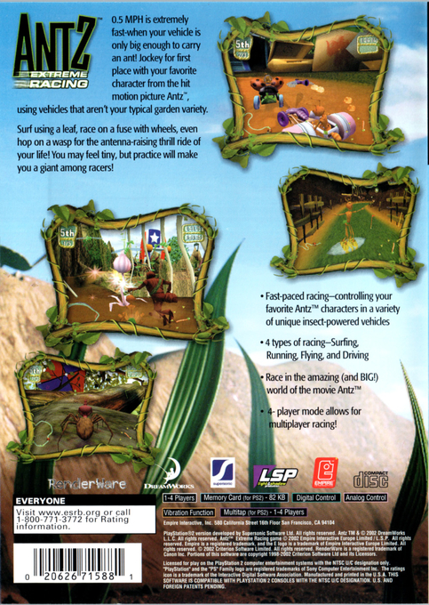 Antz Extreme Racing — Box back