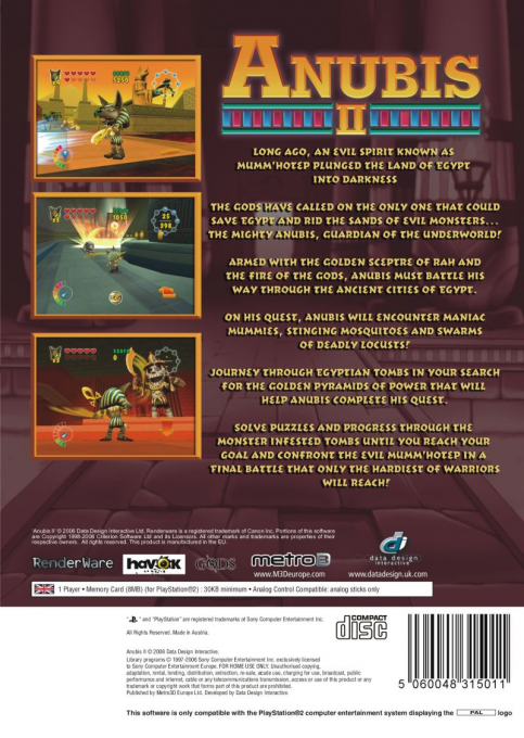 Anubis II — Box back