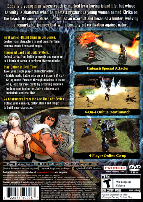 Arc the Lad : End of Darkness — Box back