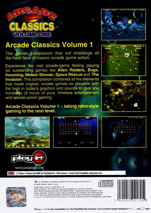 Arcade Classics Volume One — Box back