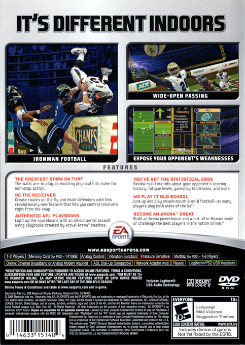Arena Football — Box back