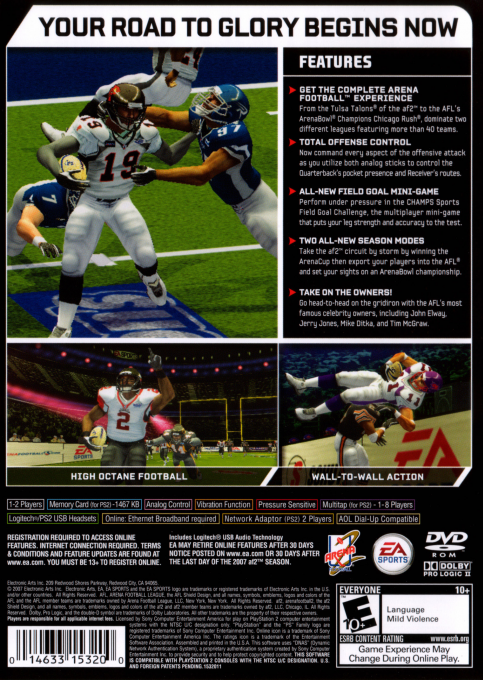 Arena Football : Road to Glory — Box back