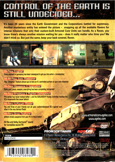 Armored Core 3 — Box back