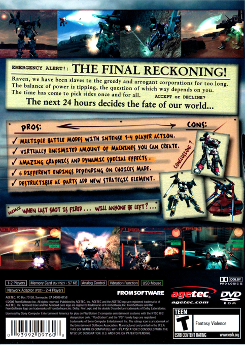 Armored Core : Last Raven — Box back