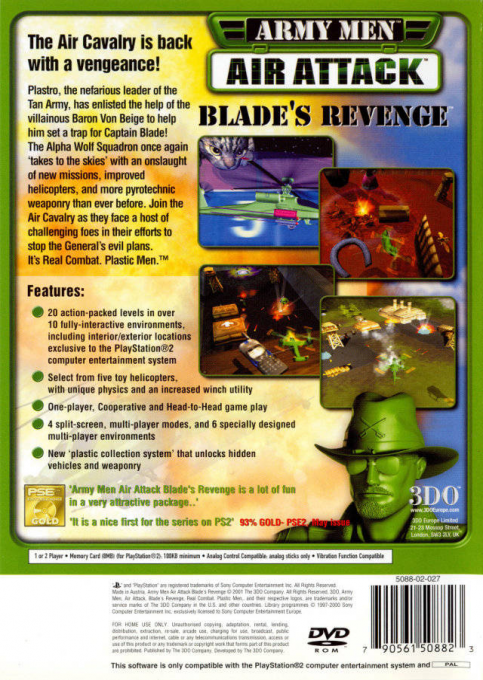 Army Men : Air Attack, Blade's Revenge — Box back