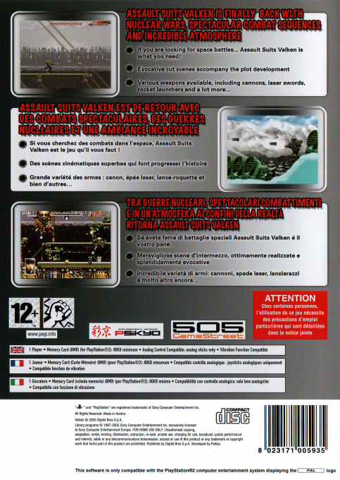 Assault Suits Valken — Box back