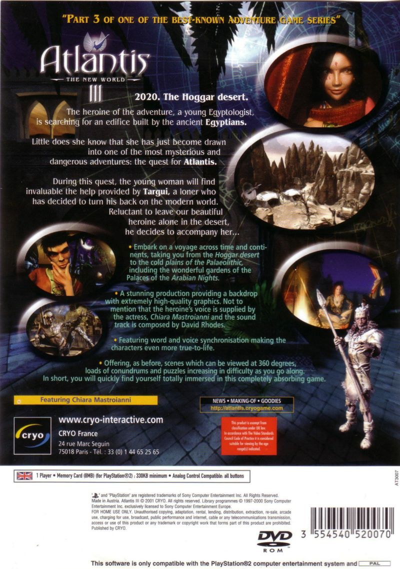 Atlantis III : The New World — Box back
