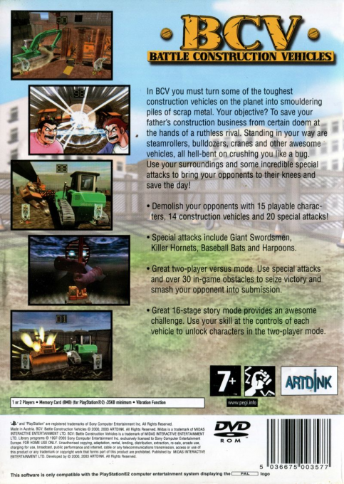 BCV : Battle Construction Vehicles — Box back