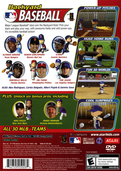 Backyard Baseball — Box back