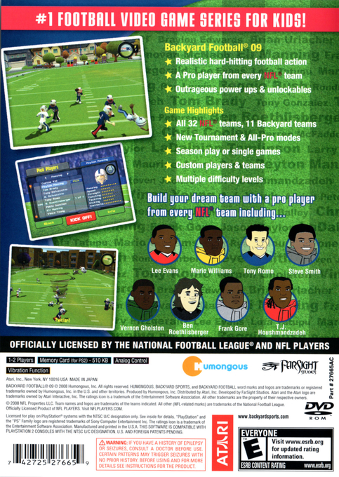Backyard Football '09 — Box back