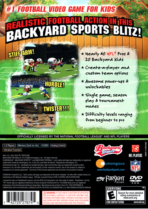 Backyard Football '10 — Box back