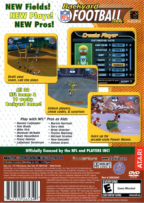 Backyard Football 2006 — Box back