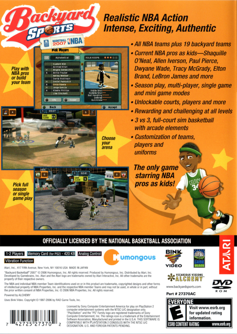 Backyard Sports : Basketball 2007 — Box back