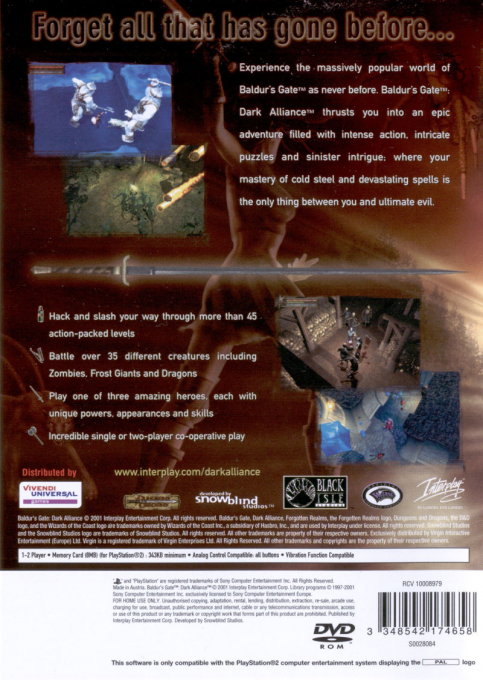 Baldur's Gate : Dark Alliance — Box back