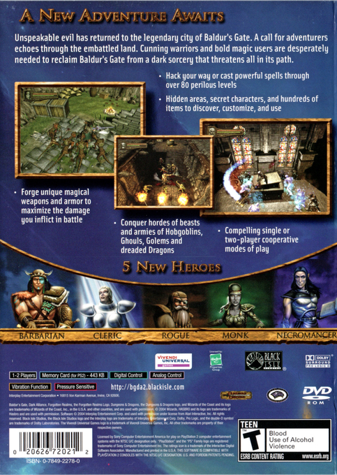 Baldur's Gate : Dark Alliance II — Box back