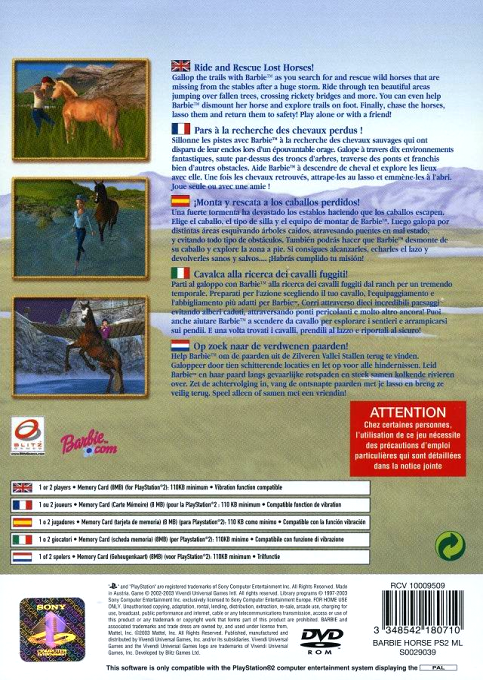 Barbie Horse Adventures : Wild Horse Rescue — Box back