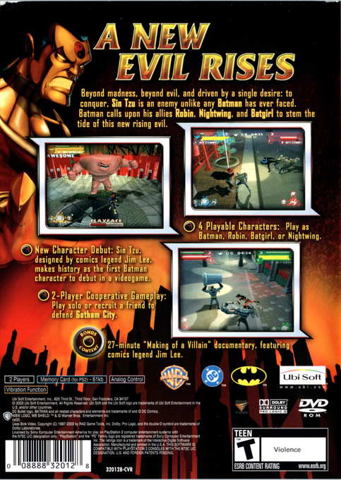 Batman : Rise of Sin Tzu — Box back