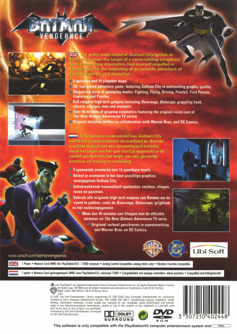 Batman : Vengeance — Box back
