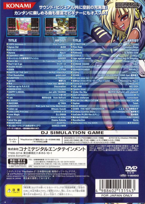 Beatmania IIDX 12 : Happy Sky — Box back