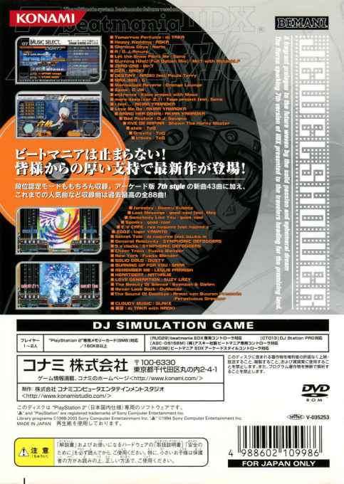 Beatmania IIDX 7th Style — Box back