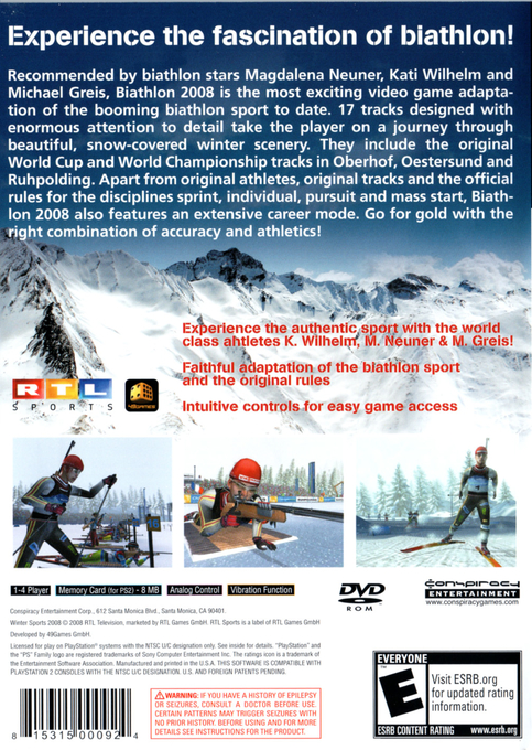 Biathlon 2008 — Box back