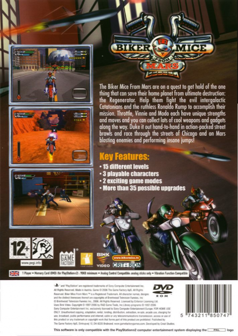 Biker Mice from Mars — Box back