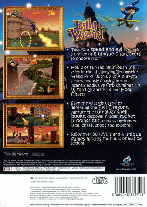 Billy the Wizard : Rocket Broomstick Racing — Box back