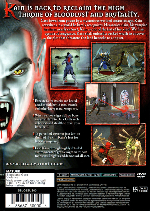 Blood Omen 2 : The Legacy of Kain Series — Box back