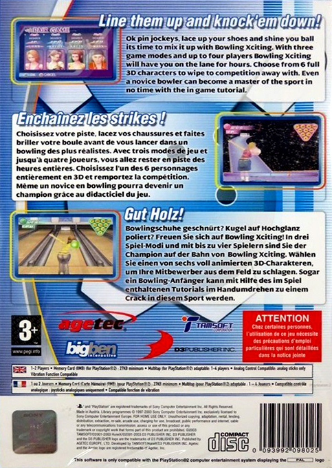 Bowling Xciting — Box back