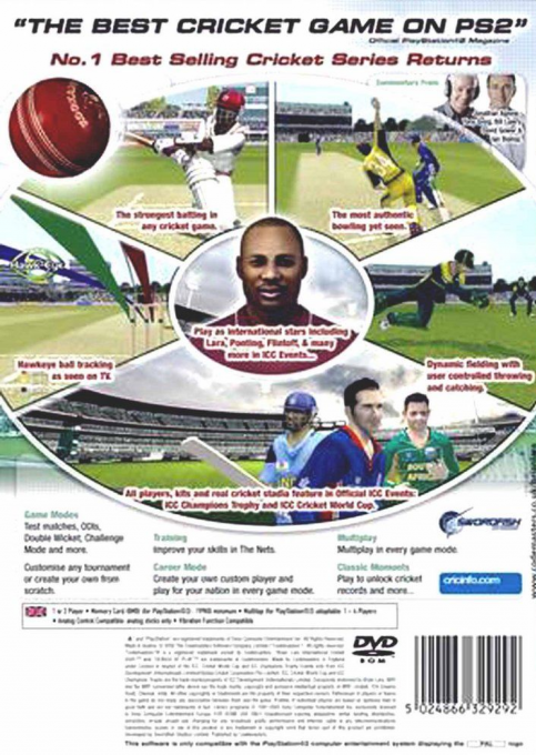 Brian Lara International Cricket 2005 — Box back