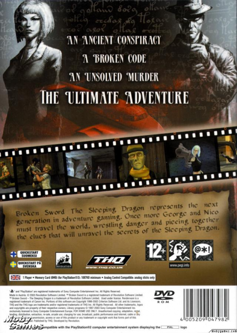 Broken Sword : The Sleeping Dragon — Box back