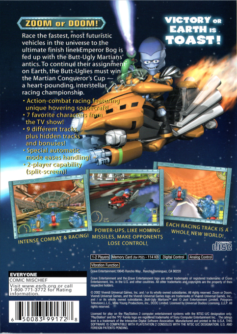 Butt-Ugly Martians : Zoom or Doom! — Box back