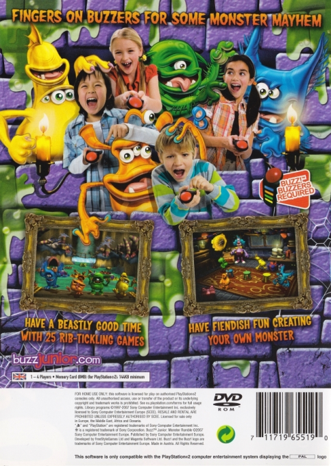 Buzz! Junior : Monster Rumble — Box back