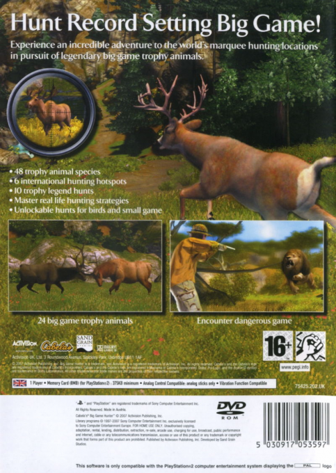 Cabela's Big Game Hunter 2008 — Box back