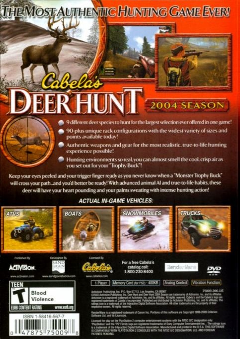 Cabela's Deer Hunt : 2004 Season — Box back
