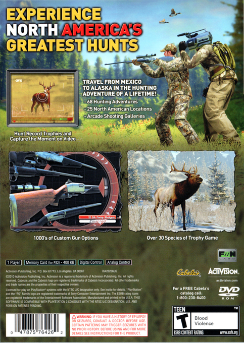 Cabela's North American Adventures — Box back