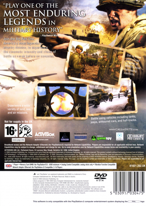 Call of Duty 2 : Big Red One — Box back