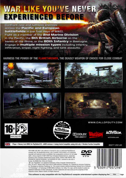 Call of Duty : World at War, Final Fronts — Box back